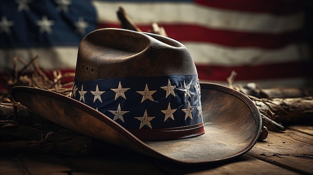 kowbojski kapelusz z amerykańską flagą