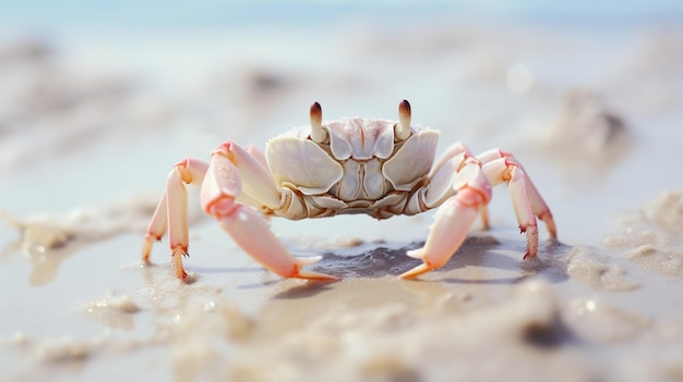 Zdjęcie krab duchowy z rogami na plaży malediwów doskonałe makro szczegóły ai generative