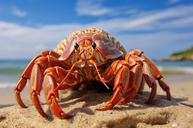 Zdjęcie krab na plaży generatywny ai