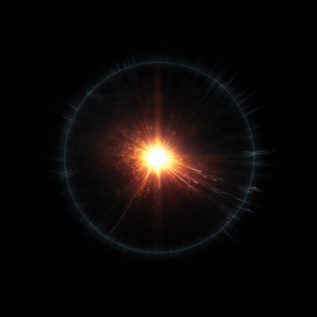 Zdjęcie krąg z słońcem w środku i słowem światło na nim