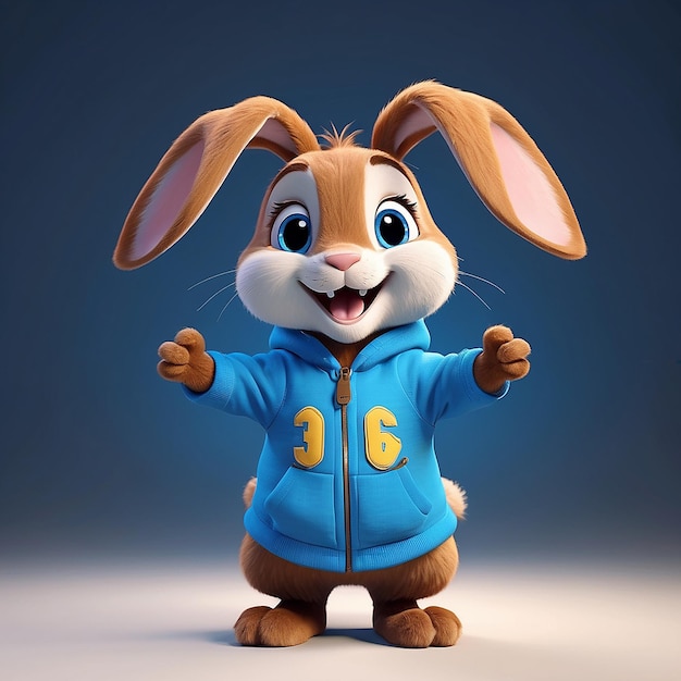 Zdjęcie krągły, brązowy królik o niebieskich oczach, wyglądający tak ciepło, szczęśliwy, widząc, że jego królik wygląda szczęśliwie i zachwycająco.