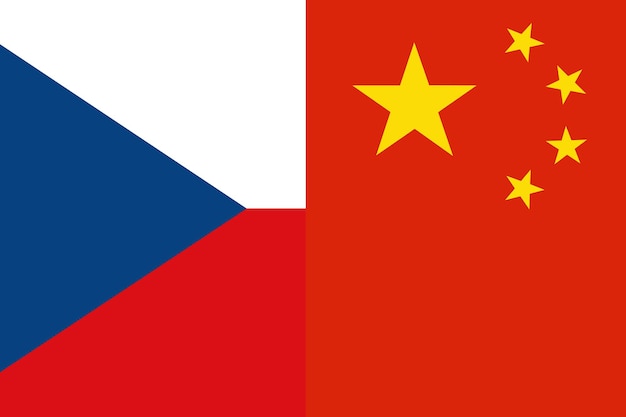 Kraje flagi Republiki Czeskiej i Chin