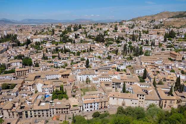 Krajobraz Albayzin Społeczność Blisko Alhambra Pałac, Granada, Hiszpania.