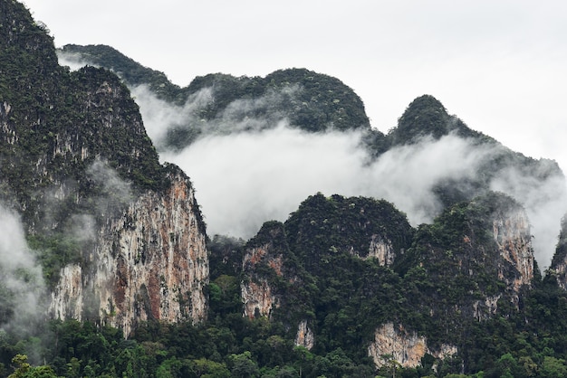 Krajobraz gór w Parku Narodowym Khao Sok w Surattani