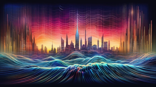 krajobraz holograficznego futurystycznego miasta