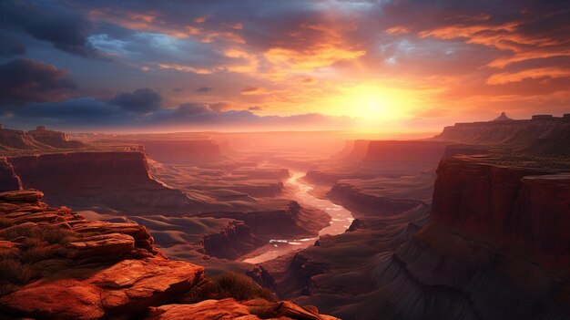 Zdjęcie krajobraz kanionu przy wschodzie słońca