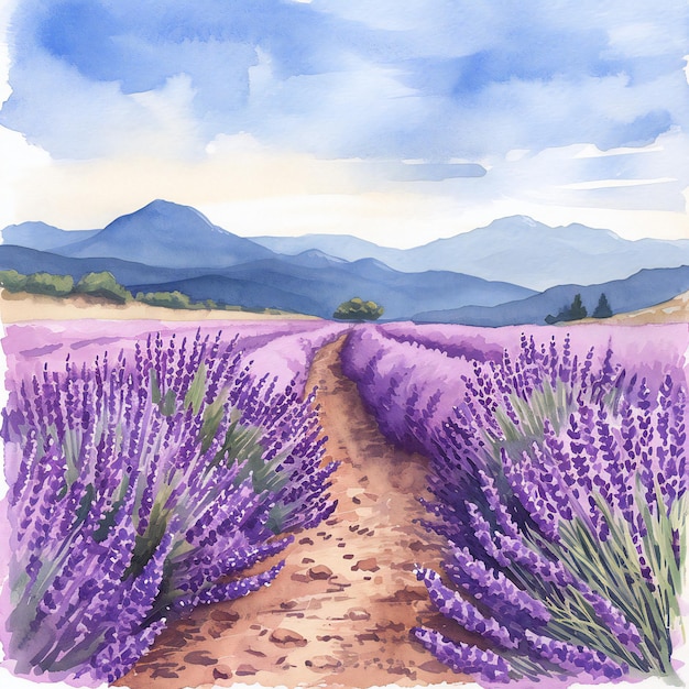 Krajobraz Lavender Field Tło Lavender Digital Art Lavender Field