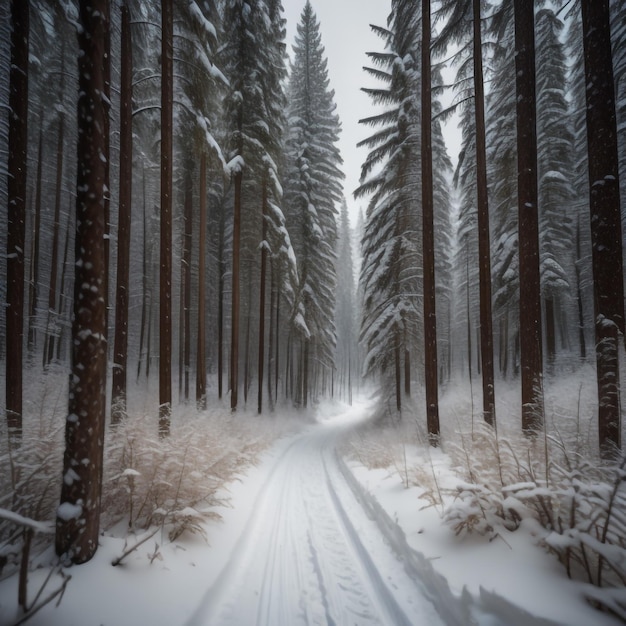 krajobraz leśny zimowy
