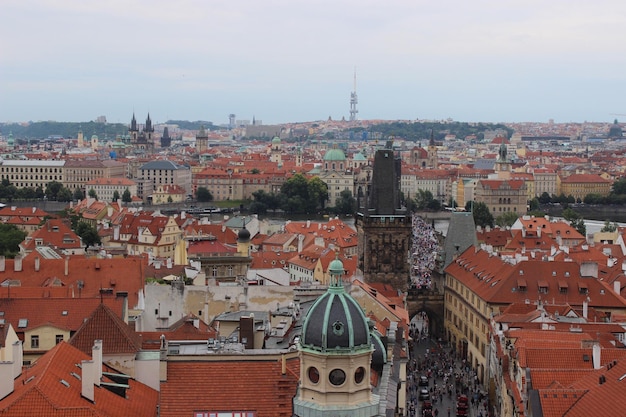 Krajobraz miasta na tle nieba podczas zachodu słońca
