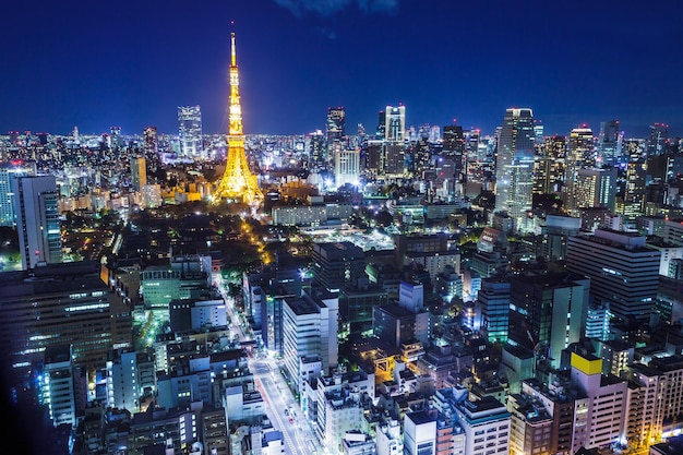 Zdjęcie krajobraz miasta tokio, japonia