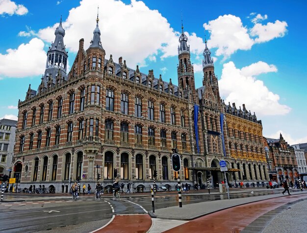Zdjęcie krajobraz miasta z amsterdamu w holandii