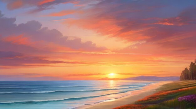 krajobraz morski przy zachodzie słońca
