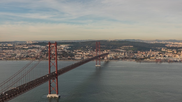 Krajobraz Na Moście 25 Kwietnia Lizbona Portugalia