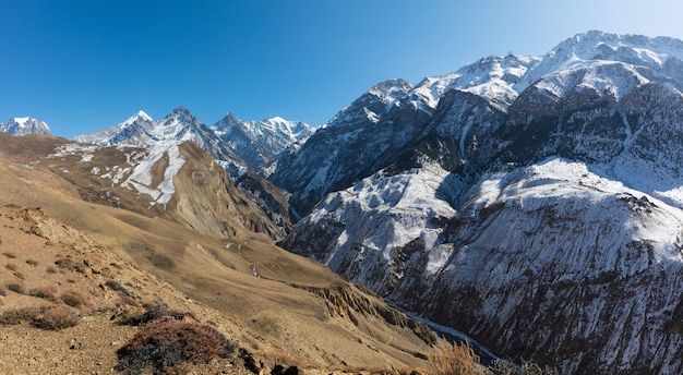 Krajobraz Panoramiczny Widok Wielkich Ośnieżonych Himalajów Nepalu Everest Area