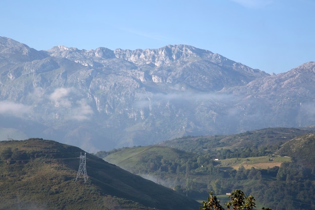 Krajobraz Picos de Europa z Escobal, Austurias, Hiszpania