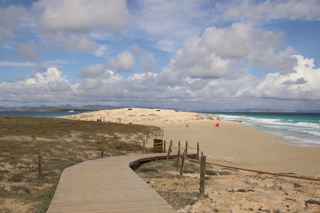 Krajobraz plaży Ses Illetes, Formentera.