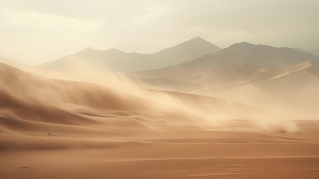Krajobraz pustyni podczas burzy piaszczystej