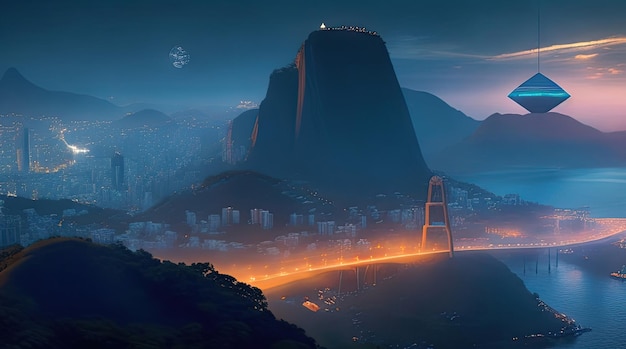 krajobraz Rio de Janeiro w przyszłości Przyszłość 2050 Trendy na platformie artstation digital art soft
