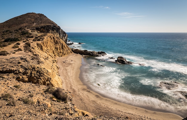 Krajobraz w Los Amarillos. Park przyrody Cabo de Gata. Hiszpania.