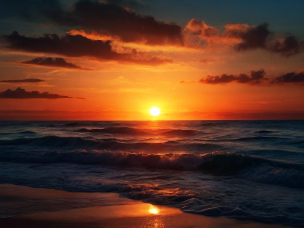 Krajobraz zachodu słońca na plaży
