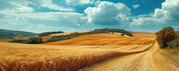 Krajobraz zbiorów na polach pszenicy