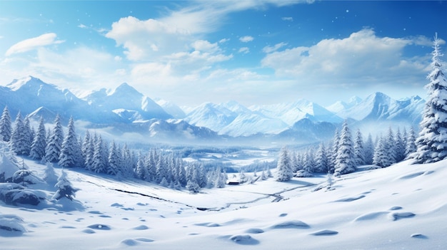 krajobraz zimowy z śnieżnym tłem 8k bardzo szczegółowe tło reklamowe