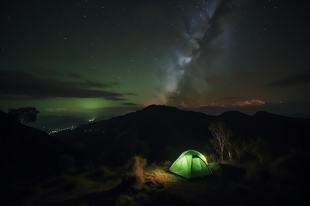 Krajobrazowy widok na góry w nocy generowane ai