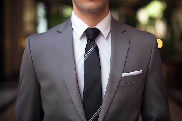 Krawat na mężczyznę w garniturze ai generatywny