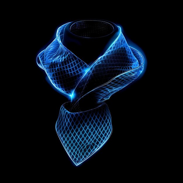 Zdjęcie krawat z szerokim i owiniętym wzorem wykonany z mrożonego jedwabiu świetliwy obiekt y2k przezroczysty projekt