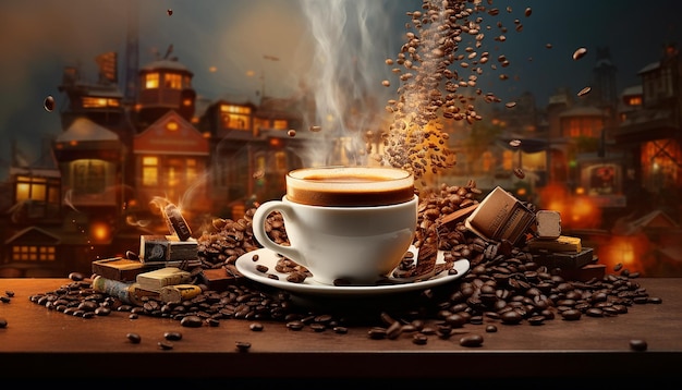 Kreatywna fotografia redakcyjna międzynarodowego dnia kawy