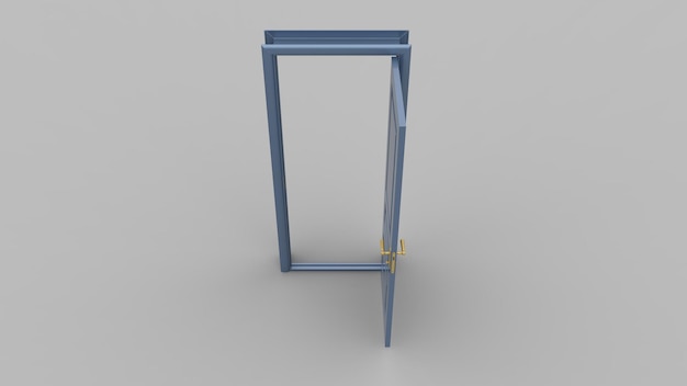Kreatywna ilustracja realistycznych drzwi wejściowych otwartych zamkniętych drzwi na białym tle na tle 3d