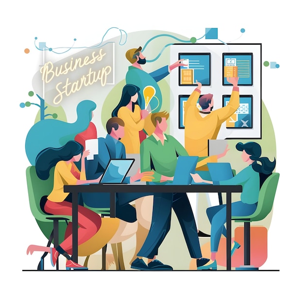 Kreatywna ilustracja rozpoczęcia działalności