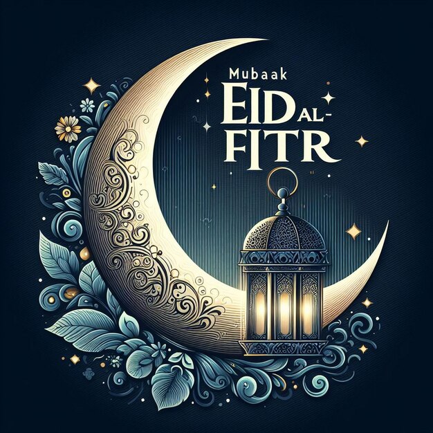 Kreatywna kartka z okazji Eid al Fitr, motyw Eid Mubarak