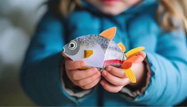 Zdjęcie kreatywna papierowa ryba childsa