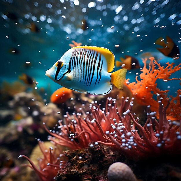Kreatywna sesja zdjęciowa kwiatów ryb i roślin wodnych Aqua Beauty Shoot Czysta woda, duża 4096 pikseli