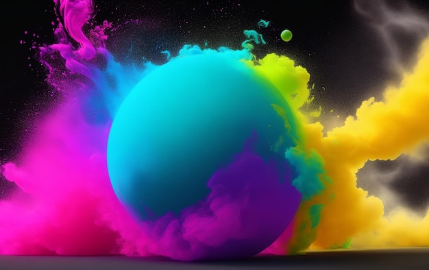 Kreatywna żarówka wybucha z kolorowym tłem Generatywna sztuczna inteligencja