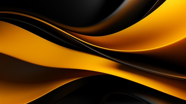 Kreatywne abstrakcyjne czarno-żółte 3D ciemne fale tła Generatywna sztuczna inteligencja