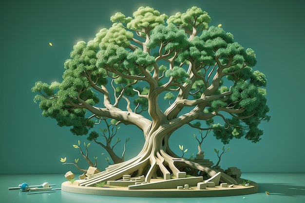 Zdjęcie kreatywne drzewo abstrakcyjne 3d