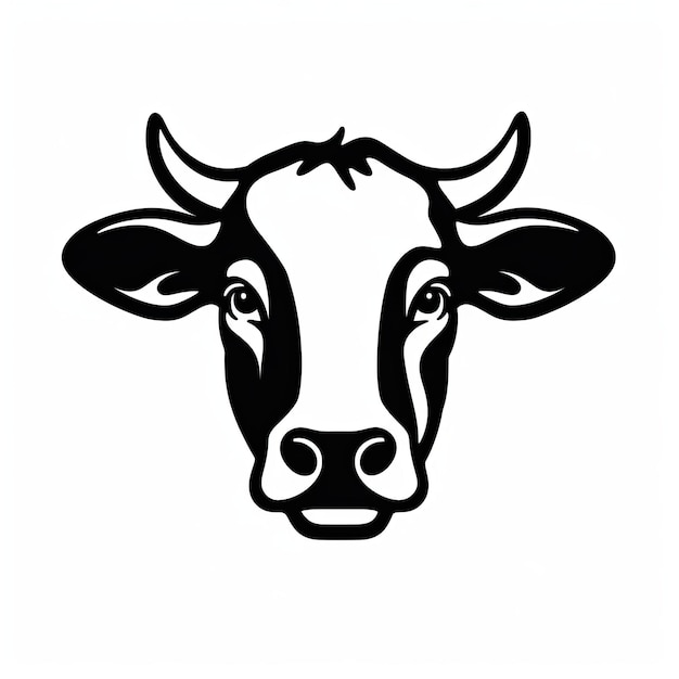 Zdjęcie kreatywne logo z głową krowy w stylu czarno-białego filmu