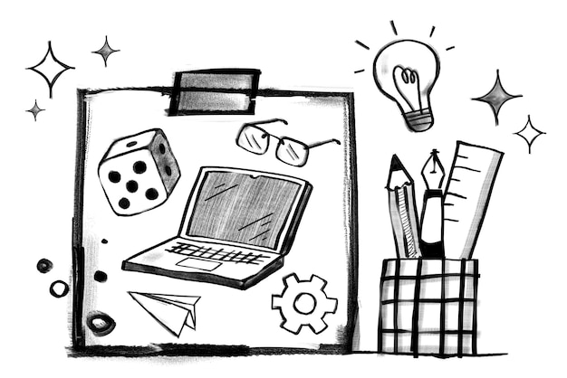 Kreatywne pomysły na rozrywkę png uroczy doodle przezroczysty tło