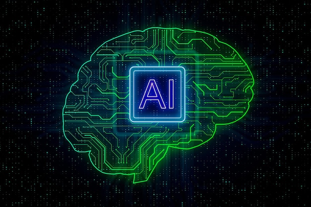 Kreatywne tło mózgu sztucznej inteligencji i innowacyjna koncepcja 3D Rendering