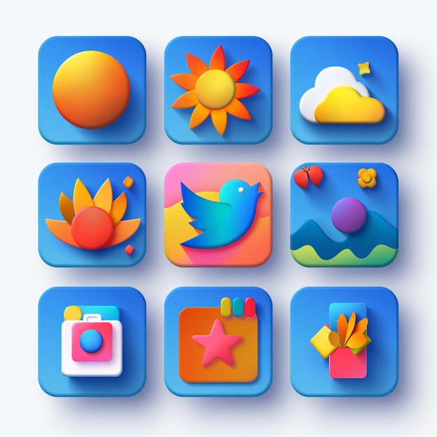 Zdjęcie kreatywne tytuły zestawu ikon dla projektów aplikacji mobilnych