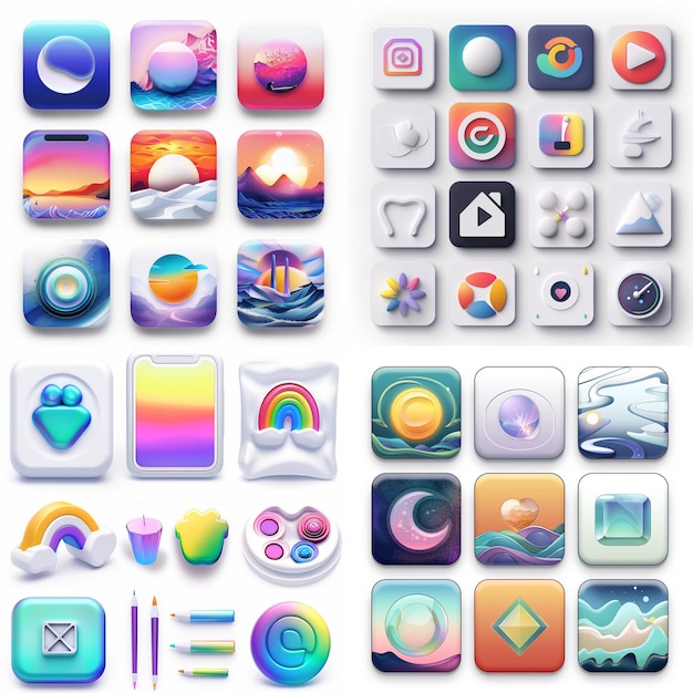 Kreatywne tytuły zestawu ikon dla projektów aplikacji mobilnych