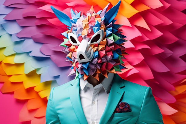 Kreatywny koncept Cool Man w 3D Origami Mask