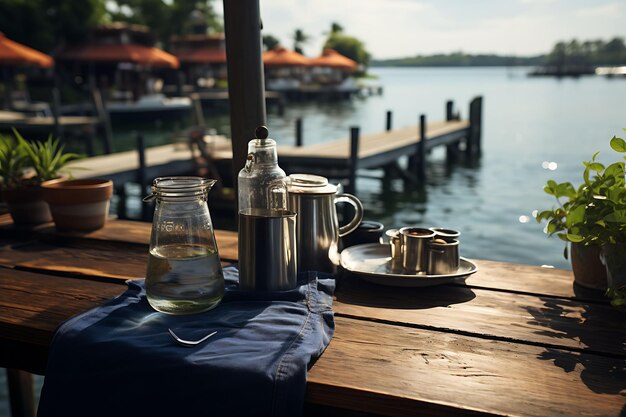 Kreatywny makietę fartucha szefa kuchni w uroczej restauracji Riverside Em projekt kolekcji mundurów