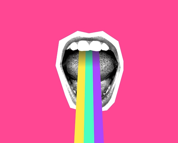 Kreatywny Pop Art Collage Design Reklama Ilustracja Banner Flyer Poster Karta pocztowa Atrwork Mode