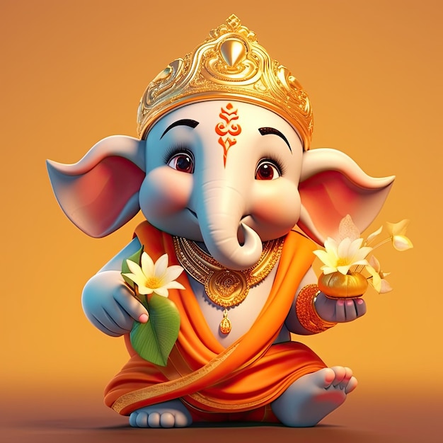 Kreatywny posąg Lorda Ganesha na tle Ganesh Chaturthi