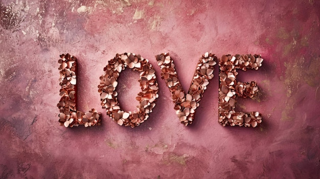 Kreatywny poziomy plakat artystyczny z koncepcją różowego złota miłości
