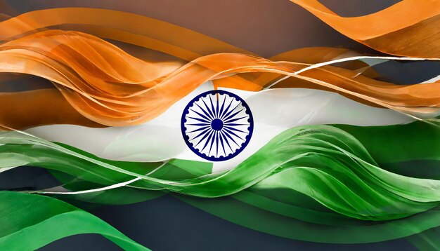 Zdjęcie kreatywny projekt flagi indyjskiej wykonany z abstrakcyjnych fal szczęśliwego dnia niepodległości i dnia republiki