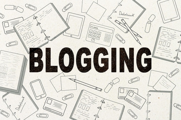 Kreatywny szkic blogowania na białym tle na ścianie Blog i koncepcja mediów Rendering 3D